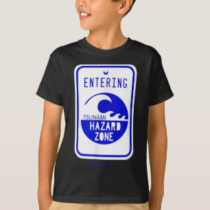 Camiseta Tsunami Hazami Zone Road Sign Funny Beach And Shor