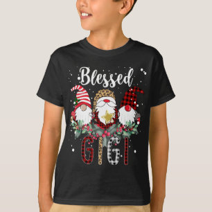 Camiseta Tu abençoado Gigi Natal Leopardo Xadrez Gn