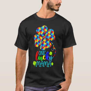 Camiseta Tu One Lucky Mama Heart Quebra-cabeça Autismo Cons