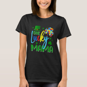 Camiseta Tu One Lucky Mama Heart Quebra-cabeça Autismo Cons