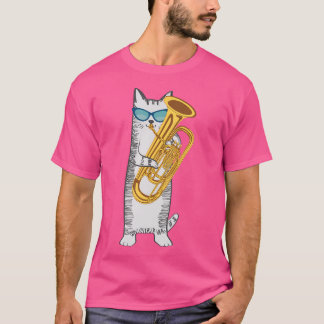 Camiseta Tuba Cat Vestindo Óculos Retrorísticos Para Lâmpad