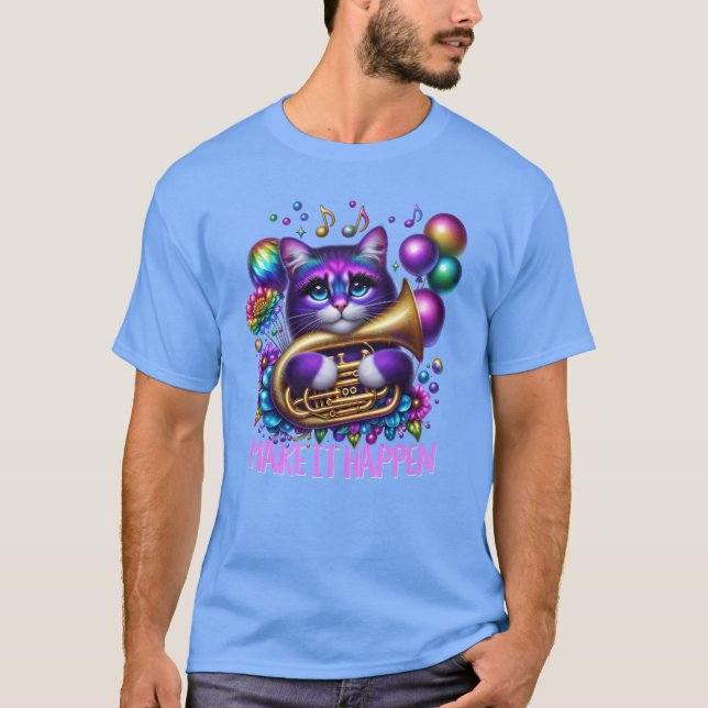 Camiseta Tuba Jogando Cat Psychedelicuba Cat (Frente)