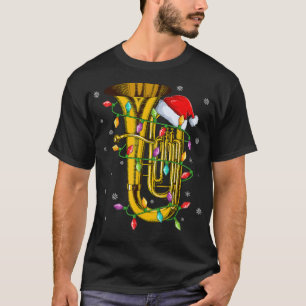 Camiseta Tuba Music Xmas Lighting Correspondente a Santa Ha