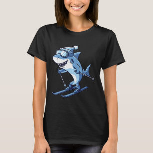 Camiseta Tubarão Alpino De Esqui Esquiando Montanha De Neve