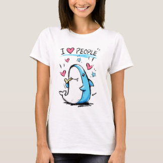 Camiseta Tubarão Ama Pessoas Caricatura Divertida