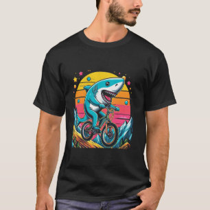 Camiseta Tubarão Andando De Bicicleta Mountain Bike Ciclist