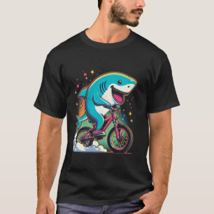 Camiseta Tubarão Andando De Bicicleta Mountain Bike Ciclist