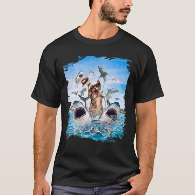 Camiseta Tubarão Anidente, Tubarão Gato-de-praia, Sunglas (Frente)