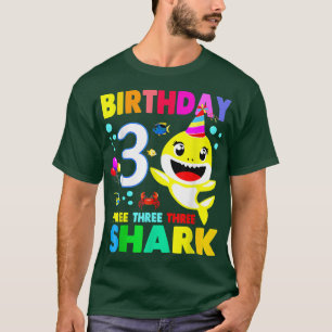 Camiseta Tubarão Aniversário Com 3 Anos De aniversário de 3