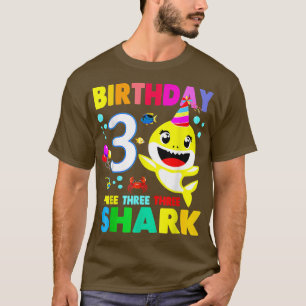 Camiseta Tubarão Aniversário Com 3 Anos De aniversário de 3