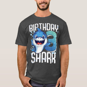 Camiseta Tubarão-aniversário de 3 anos de-Aniversário, 3 An