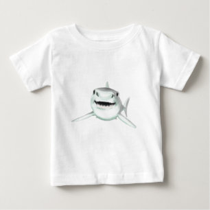 Camiseta tubarão aquarela sorrindo animal oceano cinza verd