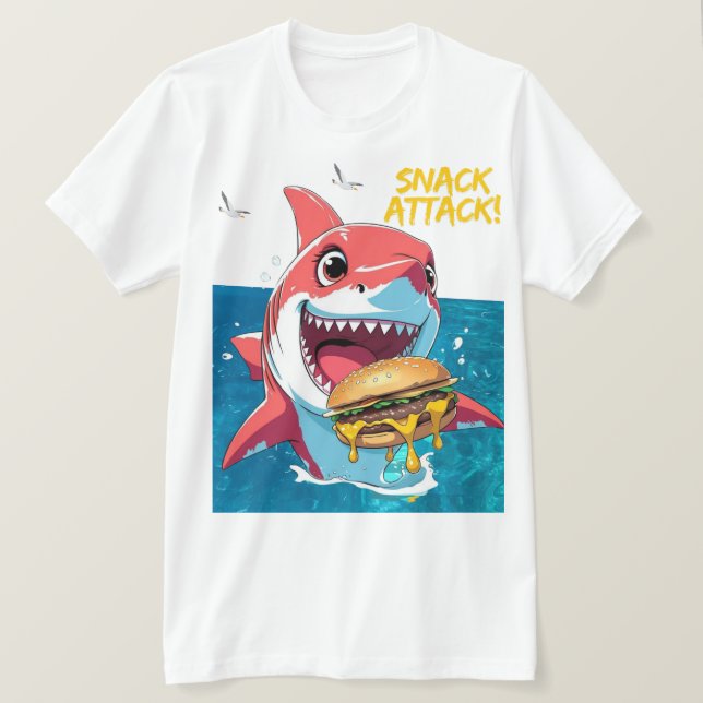 Camiseta Tubarão Ataque de Lanche (Frente do Design)