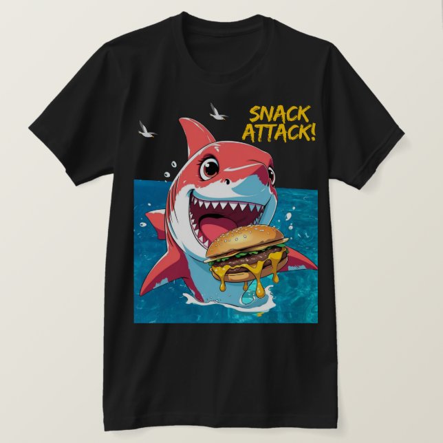 Camiseta Tubarão Ataque de Lanche (Frente do Design)