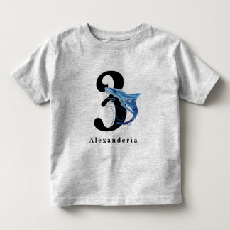 Camiseta Tubarão azul 3º nome idade da criança aniversário