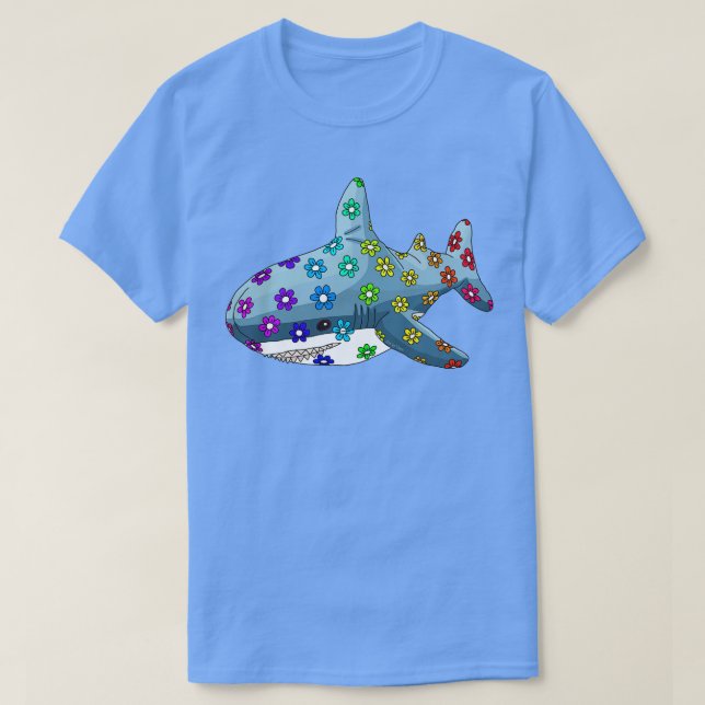Camiseta Tubarão-azul-arco-íris (Frente do Design)