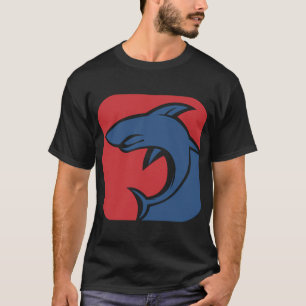 Camiseta tubarão azul vermelho