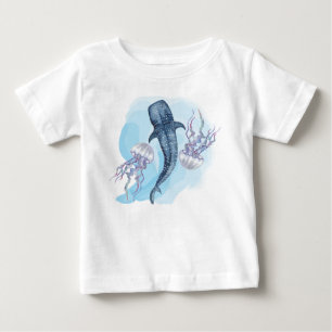 Camiseta Tubarão Baleia. Aquarela