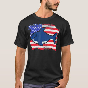 Camiseta Tubarão Bandeira América EUA Animal Patriota
