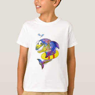 Camiseta Tubarão-branco-branco-corante no chão