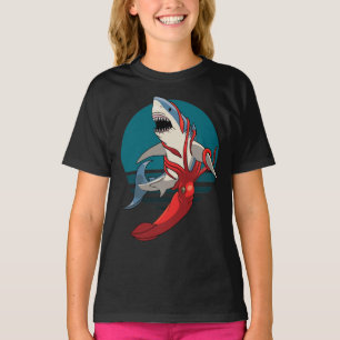 Camiseta Tubarão branco Excelente e lula gigante