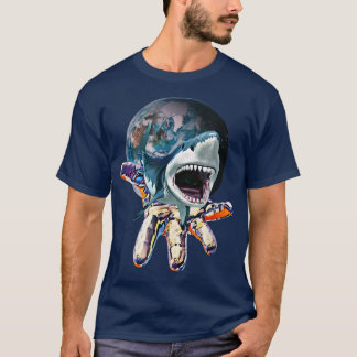 Camiseta Tubarão-branco-excelente - Shark colorido - Tubarã