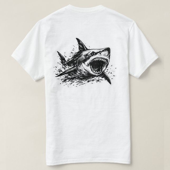 Camiseta Tubarão Branco Feroz (Verso do Design)