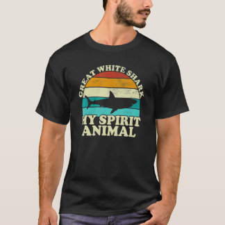 Camiseta Tubarão Branco Meu Espírito Animal  Peixe Vintage 