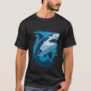 Camiseta Tubarão branco nadando com peixes pequenos