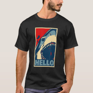 Camiseta tubarão branco perigoso diz olá