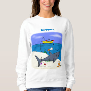 Camiseta Tubarão-cama engraçado e desenho animado