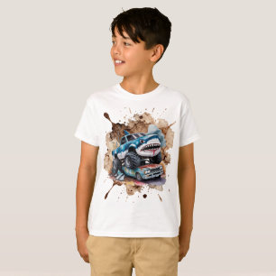 Camiseta Tubarão Caminhão Monstro Salpico de Lama Aniversár