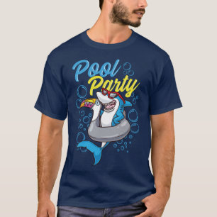 Camiseta Tubarão-cartoon-de-piscina tucano-flutuante