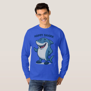 Camiseta Tubarão-cartoon engraçado nas nadadeiras - tubarão