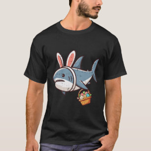 Camiseta Tubarão Coelhinho Ovos De Páscoa Engraçados Garota