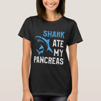 Camiseta Tubarão Comeu Pâncreas Engraçado T1d Diabético Tip