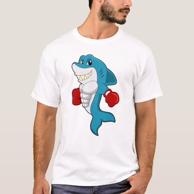 Camiseta Tubarão como boxer com luvas in a box (Frente)