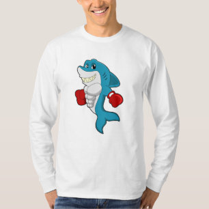 Camiseta Tubarão como boxer com luvas in a box