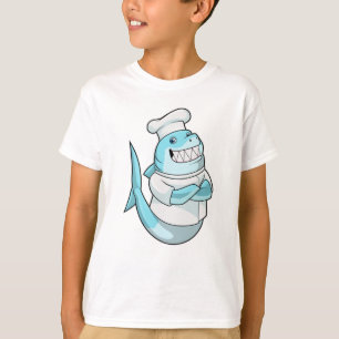 Camiseta Tubarão como cozinheiro com placa de Cozinhar
