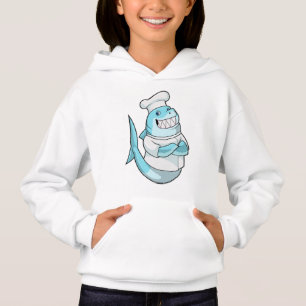 Camiseta Tubarão como cozinheiro com placa de Cozinhar