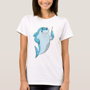 Camiseta Tubarão como professor com ponteiro