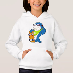 Camiseta Tubarão como skater com skate