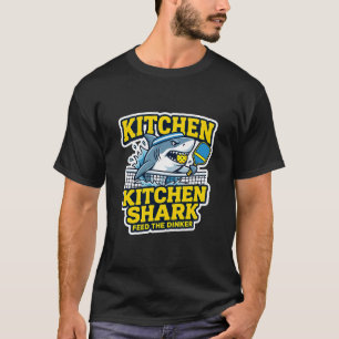 Camiseta Tubarão da Cozinha Piada de Pickleball Alimente o