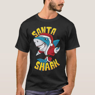 Camiseta Tubarão de Natal Feliz Natal Tubarão Engraçado Pap