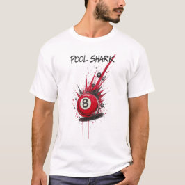 Camiseta Tubarão de Sinuca Bola 8 Vermelha | Estilo de Arte