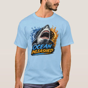 Camiseta Tubarão desencadeado pelo oceano – Salpico arrojad