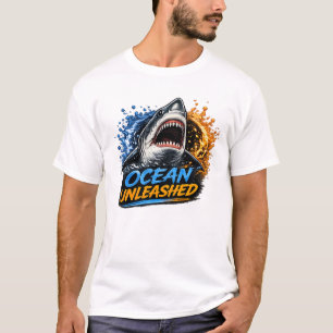 Camiseta Tubarão desencadeado pelo oceano – Salpico ousado