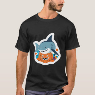Camiseta Tubarão e abóbora assustadora