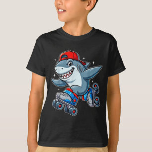 Camiseta Tubarão Engraçado Em Patins De Roda Fofo Patinador