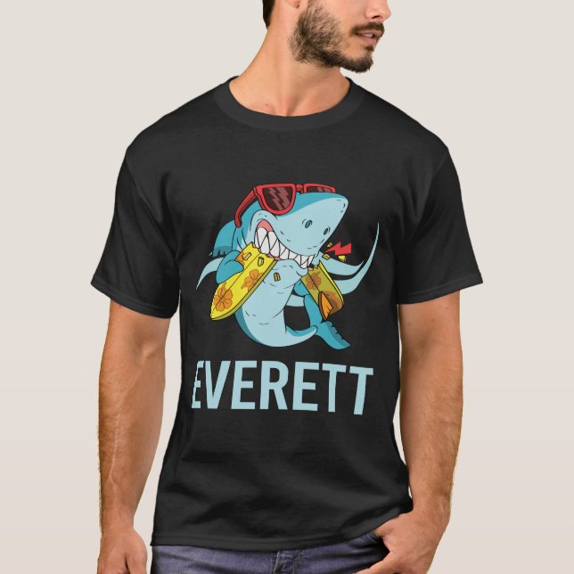 Camiseta Tubarão Engraçado - Everett Nome (Frente)